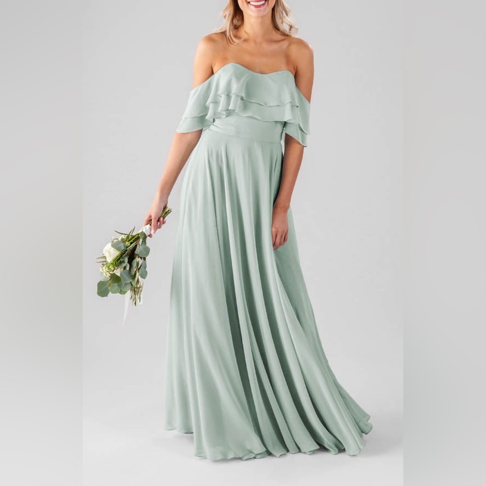 Elegant Off-Shoulder Kennedy Blue Seaglass Dress Convertible Strap